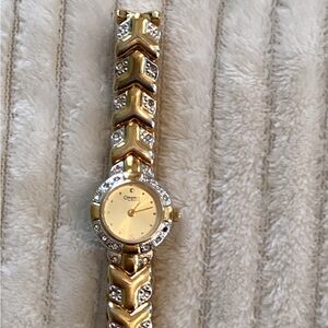 Bulova Gold and Silver Women's Watch with Crystal Accents